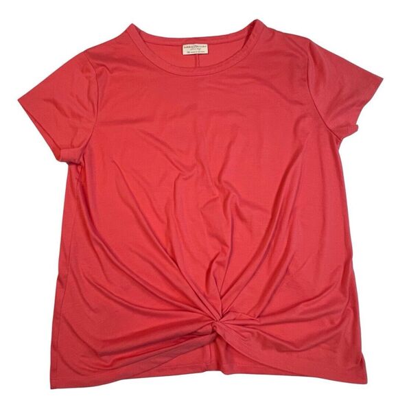 Bobbie Brooks Blouse Womens 1X Pink Coral Basic Knit Front Knot Casual Soft Top - Picture 5 of 7